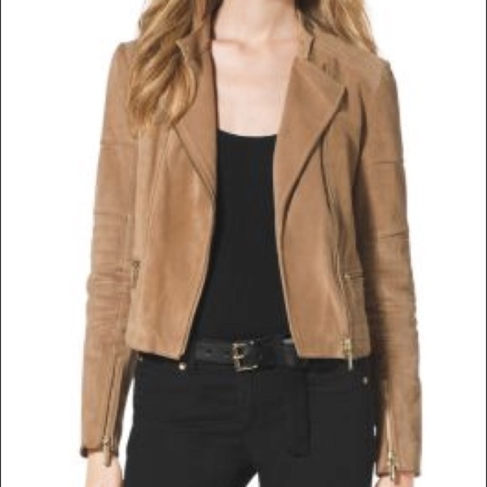 Michael Kors Tan Suede Moto Jacket